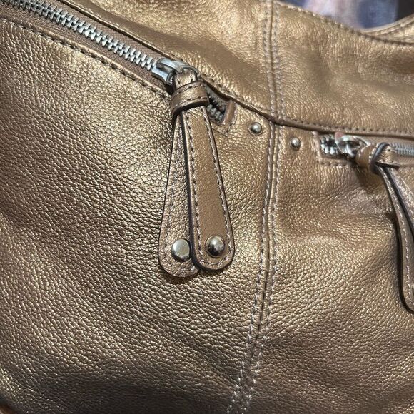 🆕 Tignanello Bronze Leather Shoulder Bag With wallet - Picture 2 of 11
